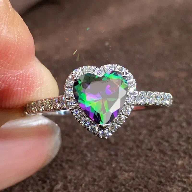 Peach Heart Zircon Ring Women Love Shape Fashion Jewelry 2025