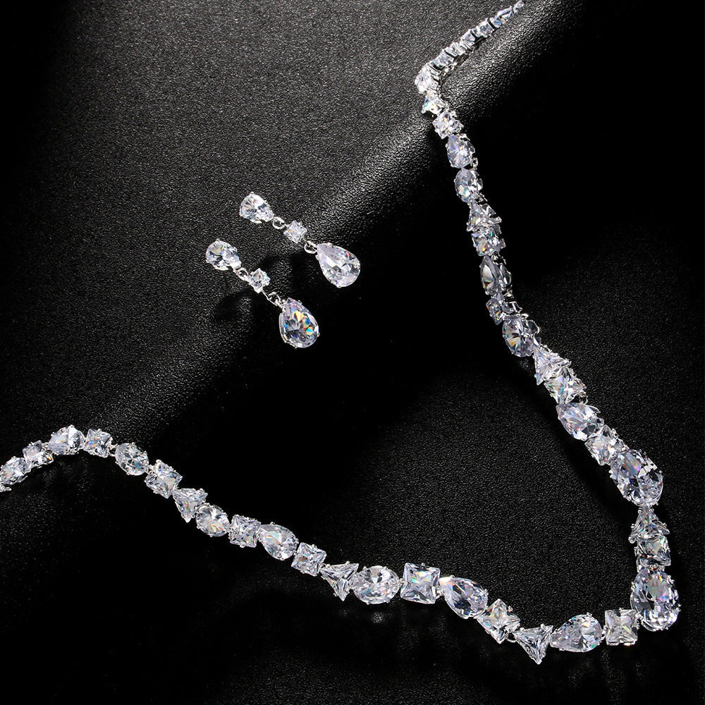 Bridal Necklace Earring Set Simple Wedding Fashion Jewelry Elegant Accessories