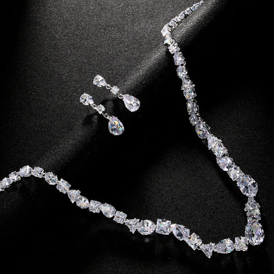 Bridal Necklace Earring Set Simple Wedding Fashion Jewelry Elegant Accessories