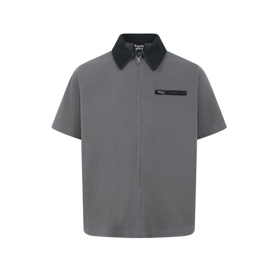 Men's contrasting collar casual short sleeved shirt