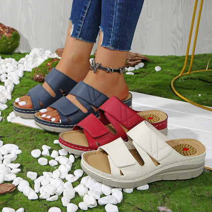 Women Fish Mouth Velcro Beach Sandals Thick Sole Summer Casual Shoes