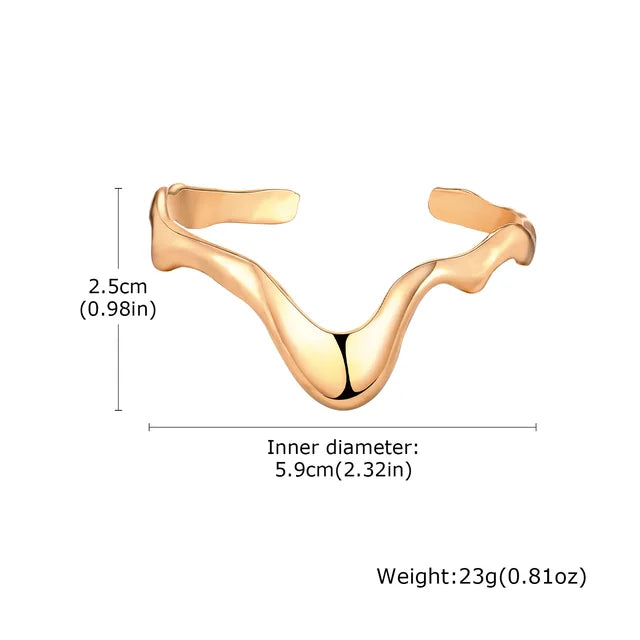 Punk Wave Open Cuff Bangle Adjustable Irregular Women Arm Bracelet