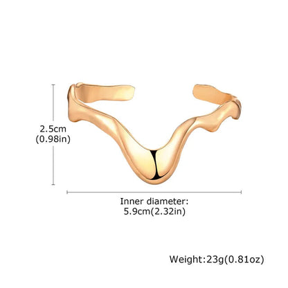 Punk Wave Open Cuff Bangle Adjustable Irregular Women Arm Bracelet