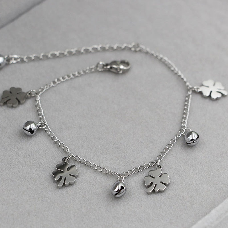 Flower Bell Anklet Women Titanium Steel Gold Rose Gold Jewelry