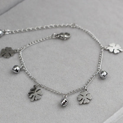 Flower Bell Anklet Women Titanium Steel Gold Rose Gold Jewelry