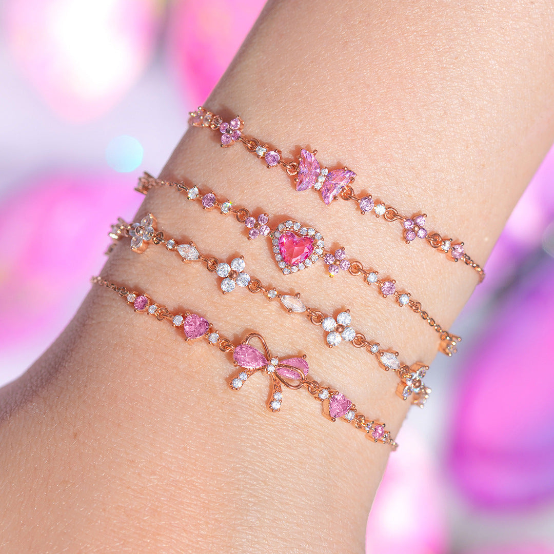 Cute Butterfly Zircon Bracelet Women INS Style Love Valentine Jewelry