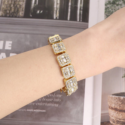 13mm Cuban Chain Square Hip Hop Necklace Bracelet Fashion Jewelry