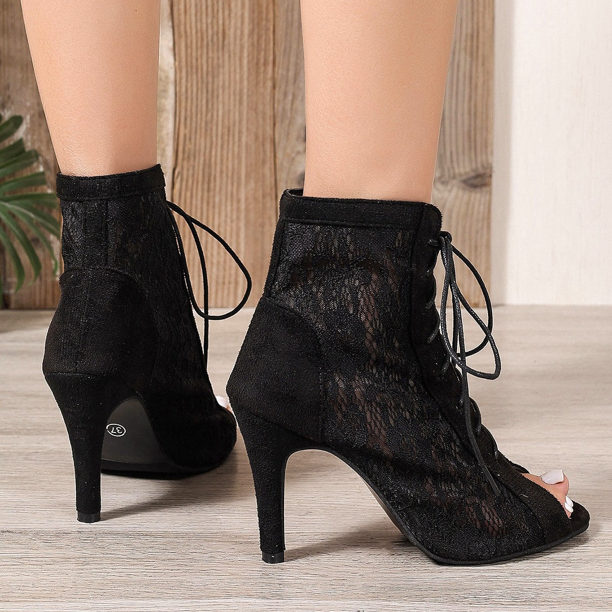Women Fish Mouth Hollow High Heel Sandals Front Strap Summer Shoes