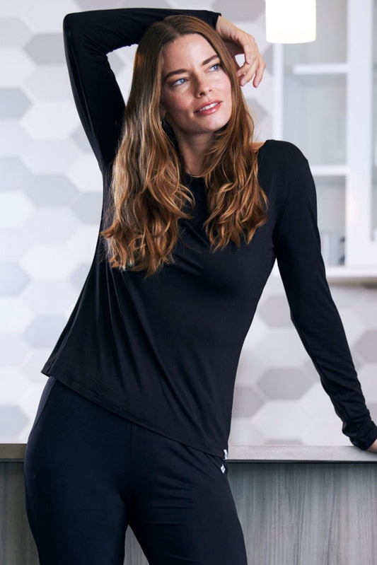 Women's Bamboo Long Sleeve Lounge T-Shirt Soft Comfort