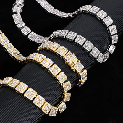 13mm Cuban Chain Square Hip Hop Necklace Bracelet Fashion Jewelry