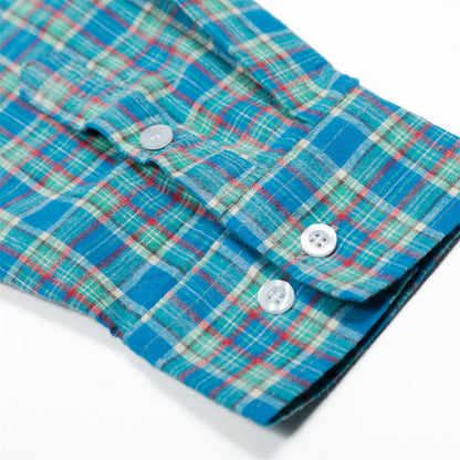 Men Plaid Long Sleeve Loose Fit Japanese Style Casual Shirt