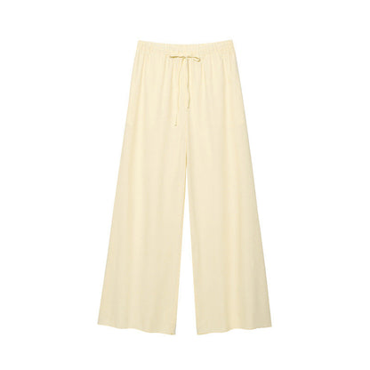 Women Solid Color Bubble Sleeve Blouse Pants Set Casual Loose Fit