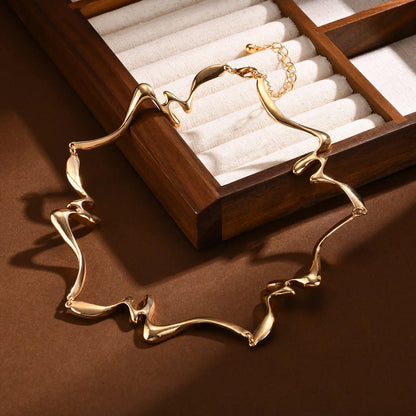 Punk Wave Open Cuff Bangle Adjustable Irregular Women Arm Bracelet