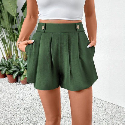 Women High Waisted Wide Leg Summer Shorts Casual Pocket Wear
