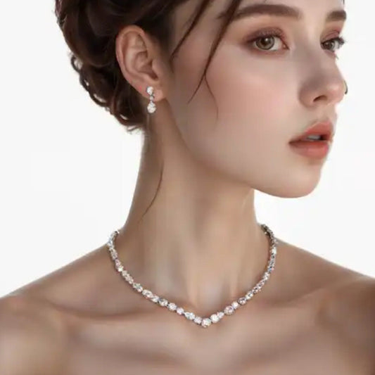 Bridal Necklace Earring Set Simple Wedding Fashion Jewelry Elegant Accessories