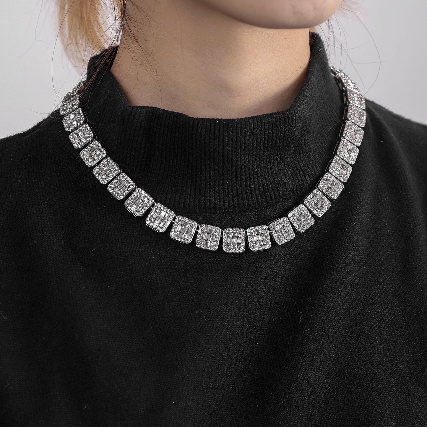 13mm Cuban Chain Square Hip Hop Necklace Bracelet Fashion Jewelry