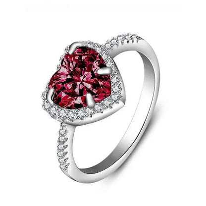 Peach Heart Zircon Ring Women Love Shape Fashion Jewelry 2025