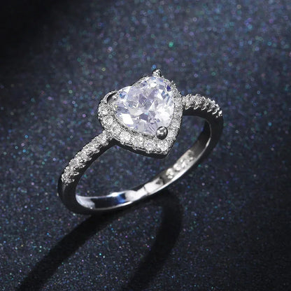 Peach Heart Zircon Ring Women Love Shape Fashion Jewelry 2025