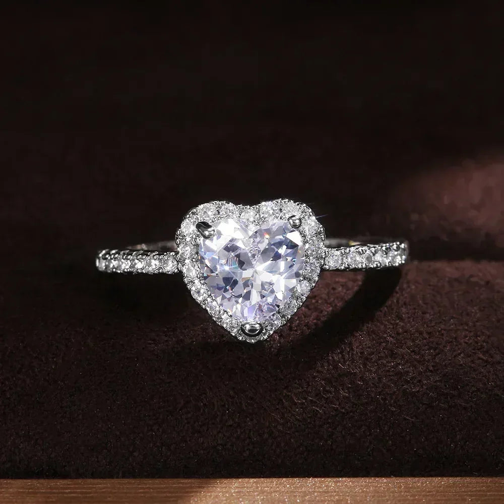 Peach Heart Zircon Ring Women Love Shape Fashion Jewelry 2025