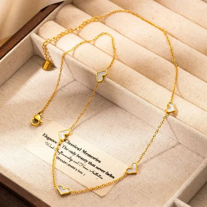 316L Stainless Steel Heart Shell Jewelry Set Necklace Bracelet Earrings