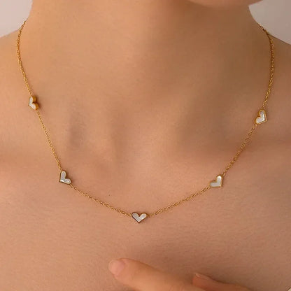 316L Stainless Steel Heart Shell Jewelry Set Necklace Bracelet Earrings