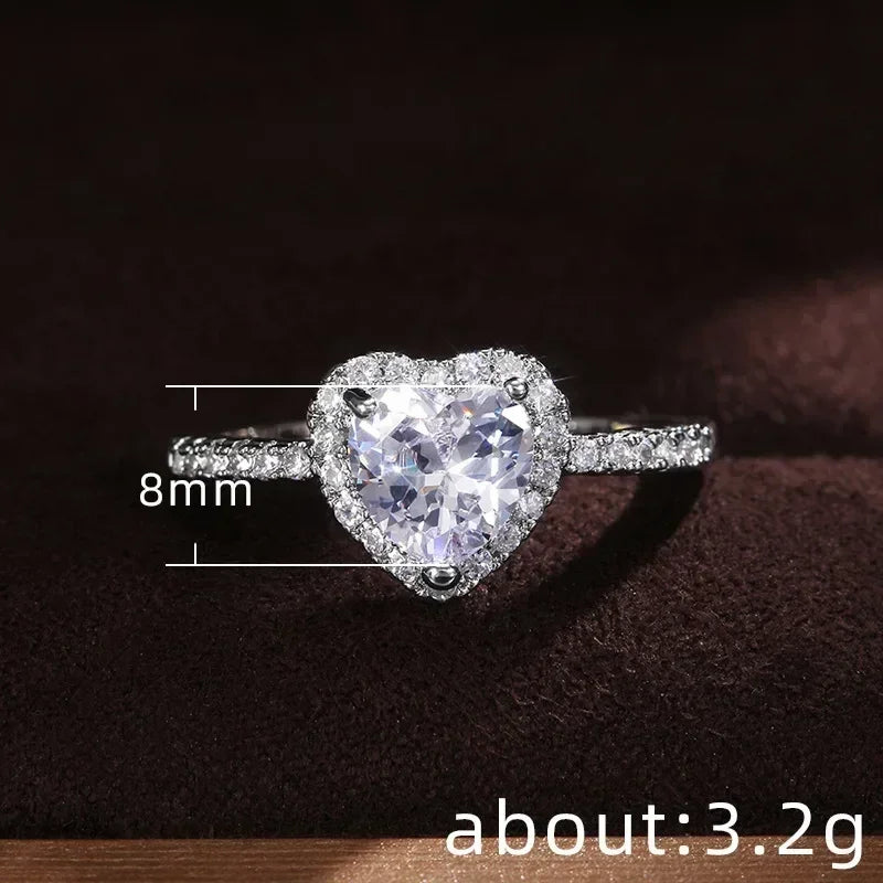 Peach Heart Zircon Ring Women Love Shape Fashion Jewelry 2025