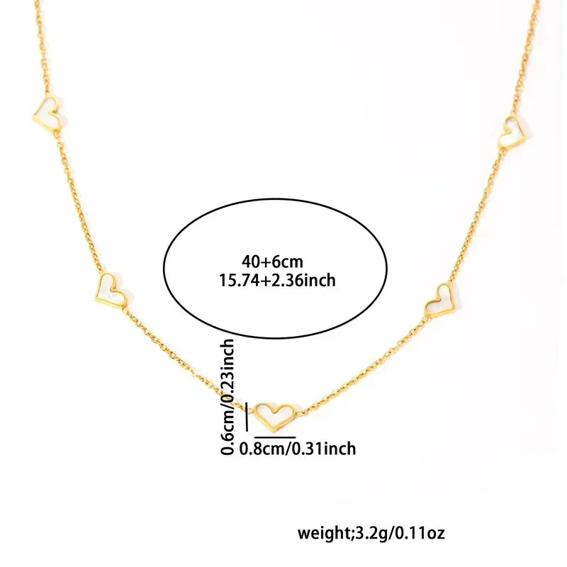 316L Stainless Steel Heart Shell Jewelry Set Necklace Bracelet Earrings