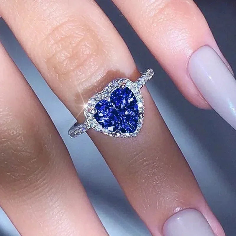 Peach Heart Zircon Ring Women Love Shape Fashion Jewelry 2025