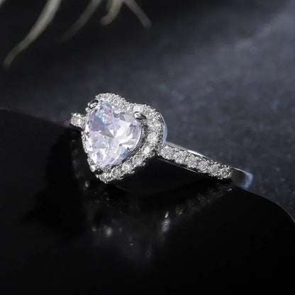 Peach Heart Zircon Ring Women Love Shape Fashion Jewelry 2025