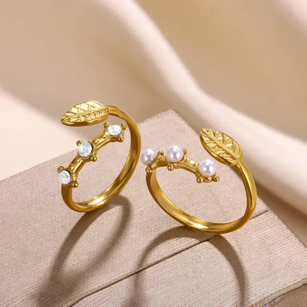 Stainless Steel Flower Open Ring Women Gold Geometric Hollow Jewelry