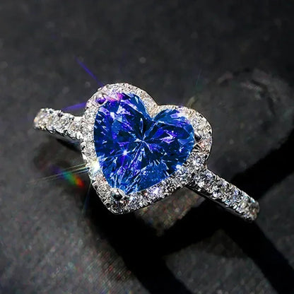 Peach Heart Zircon Ring Women Love Shape Fashion Jewelry 2025