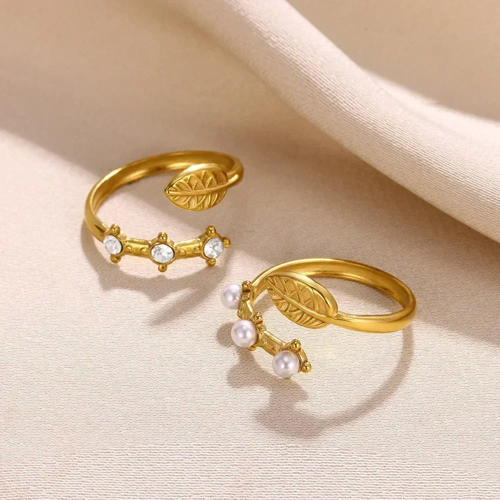 Stainless Steel Flower Open Ring Women Gold Geometric Hollow Jewelry