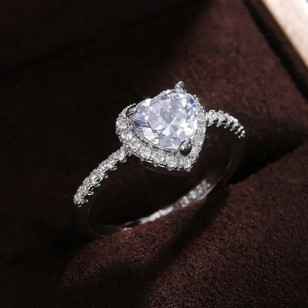 Peach Heart Zircon Ring Women Love Shape Fashion Jewelry 2025