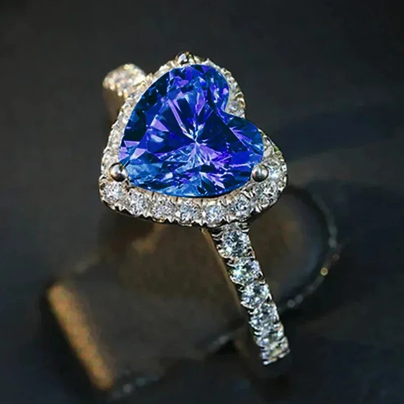 Peach Heart Zircon Ring Women Love Shape Fashion Jewelry 2025