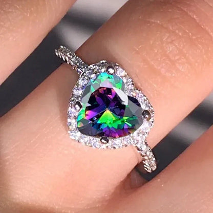Peach Heart Zircon Ring Women Love Shape Fashion Jewelry 2025
