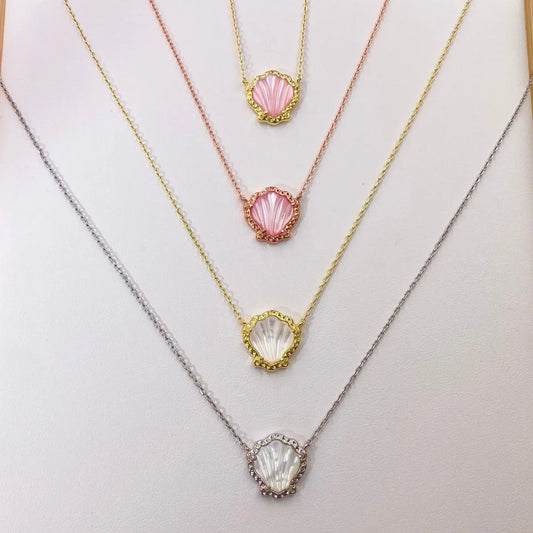 Shell Shaped Pendant Necklace Women Fashion Jewelry Unique Gift Chain