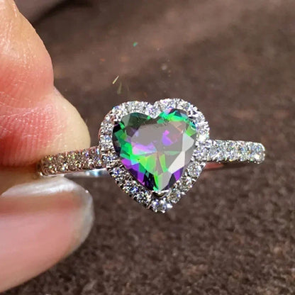 Peach Heart Zircon Ring Women Love Shape Fashion Jewelry 2025