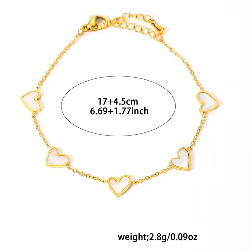 316L Stainless Steel Heart Shell Jewelry Set Necklace Bracelet Earrings
