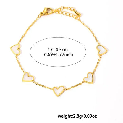 316L Stainless Steel Heart Shell Jewelry Set Necklace Bracelet Earrings