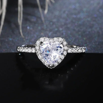 Peach Heart Zircon Ring Women Love Shape Fashion Jewelry 2025