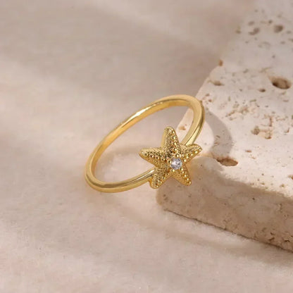 Stainless Steel Flower Open Ring Women Gold Geometric Hollow Jewelry