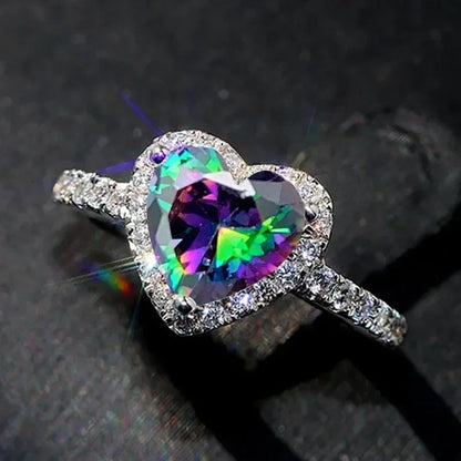 Peach Heart Zircon Ring Women Love Shape Fashion Jewelry 2025