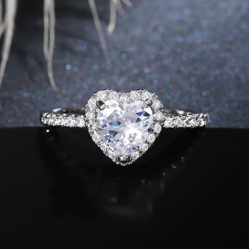 Peach Heart Zircon Ring Women Love Shape Fashion Jewelry 2025