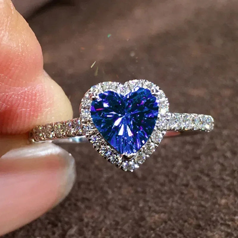 Peach Heart Zircon Ring Women Love Shape Fashion Jewelry 2025