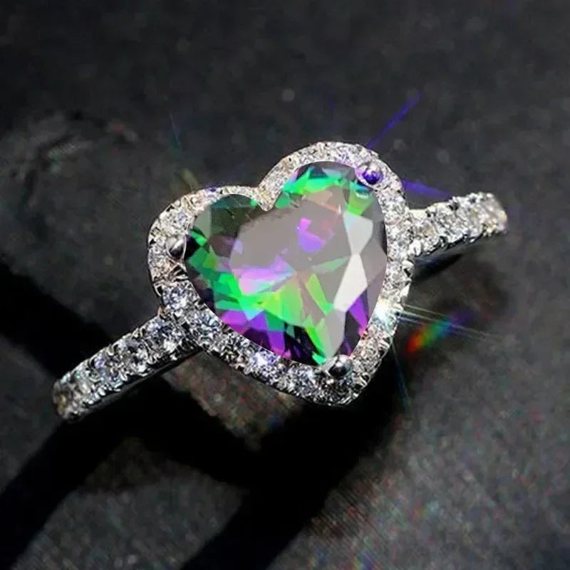 Peach Heart Zircon Ring Women Love Shape Fashion Jewelry 2025