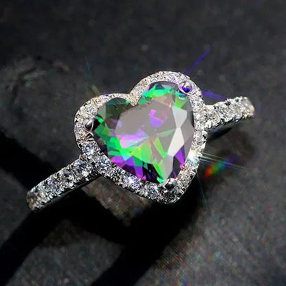 Peach Heart Zircon Ring Women Love Shape Fashion Jewelry 2025