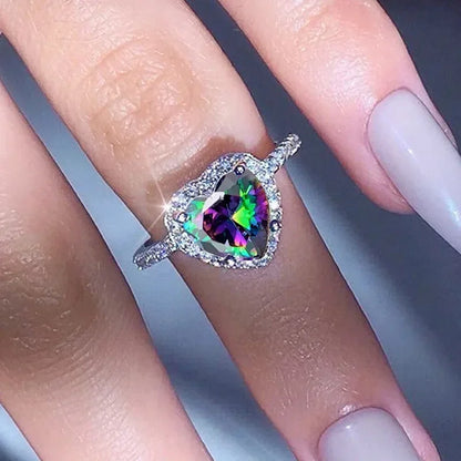 Peach Heart Zircon Ring Women Love Shape Fashion Jewelry 2025