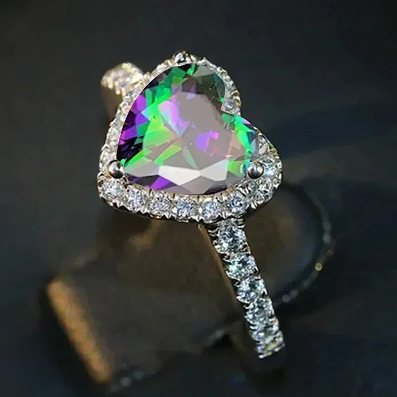 Peach Heart Zircon Ring Women Love Shape Fashion Jewelry 2025