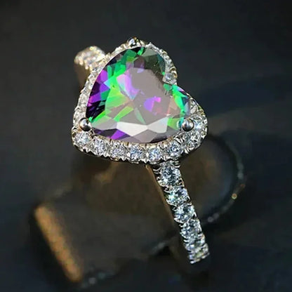 Peach Heart Zircon Ring Women Love Shape Fashion Jewelry 2025