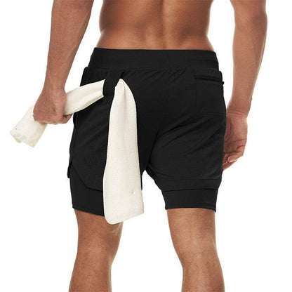 Men’s Camo 2-in-1 Running Shorts Quick Dry Gym Workout Shorts
